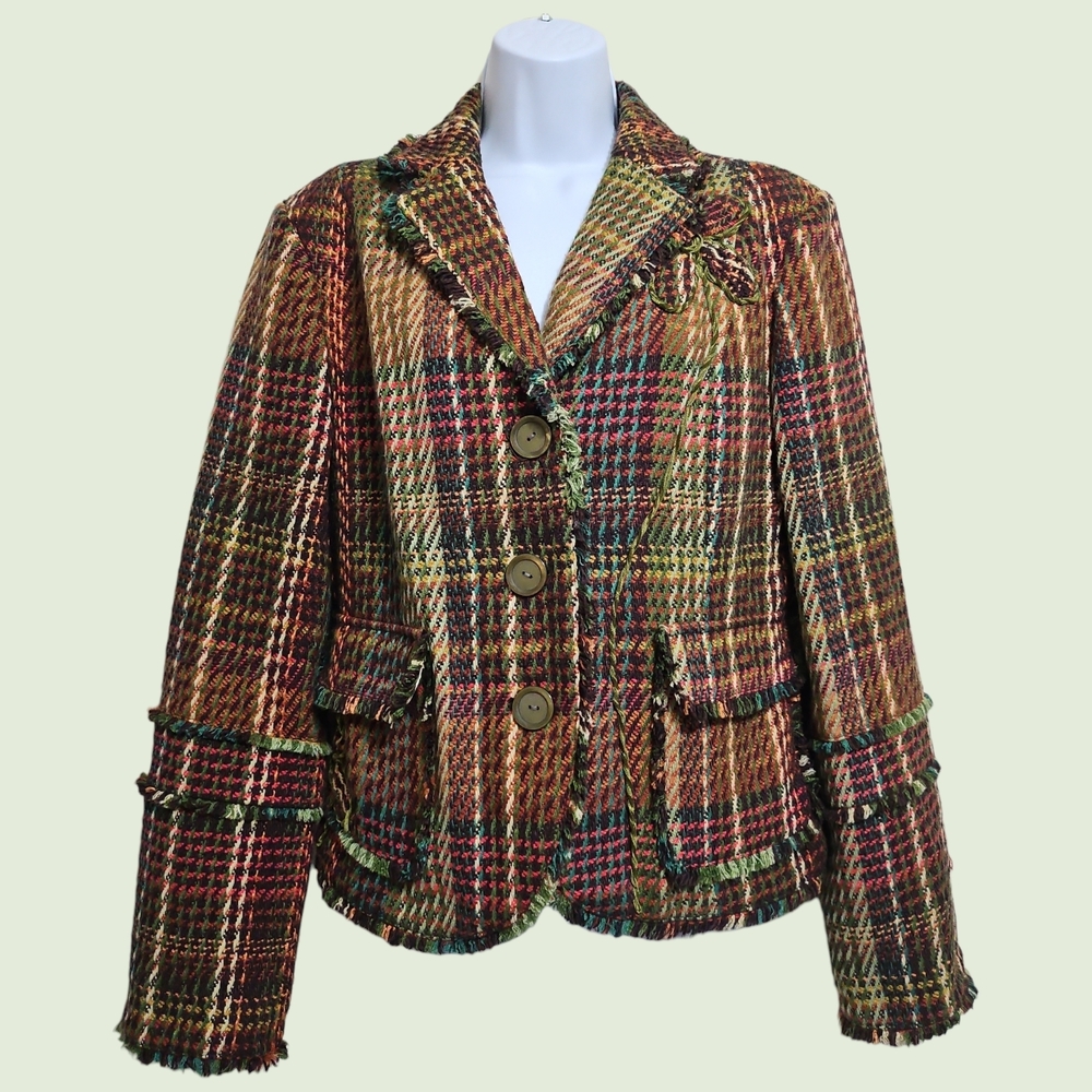 Tres Jolie Tweed Flower Detail Blazer Size 12